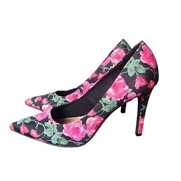Christian Siriano Floral Pointed Toe Pump Pink Black Women's 10 - Picture 5 of 15